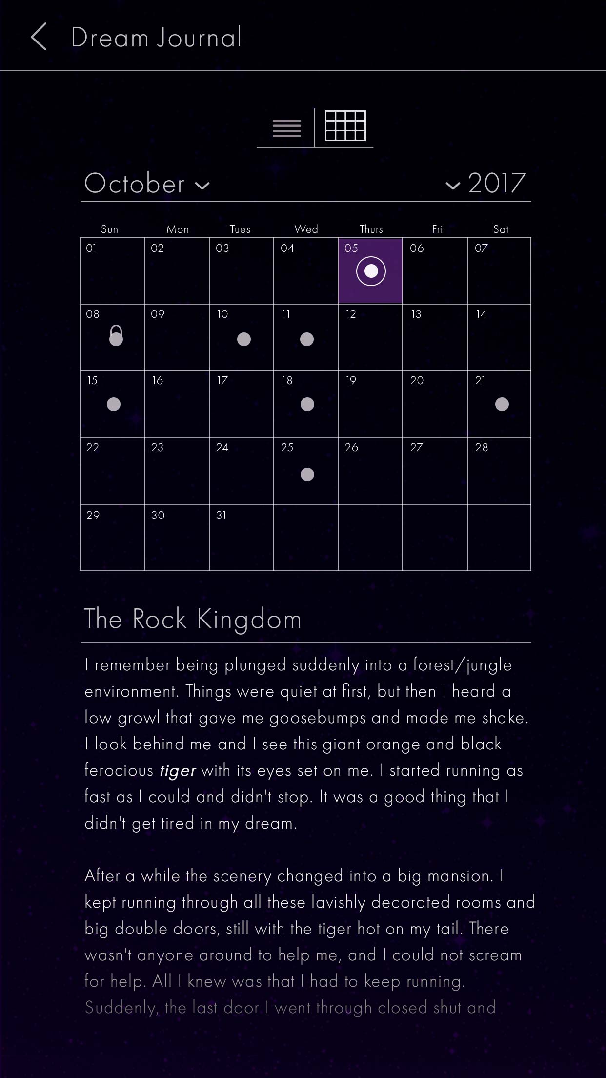 Calander View Screen