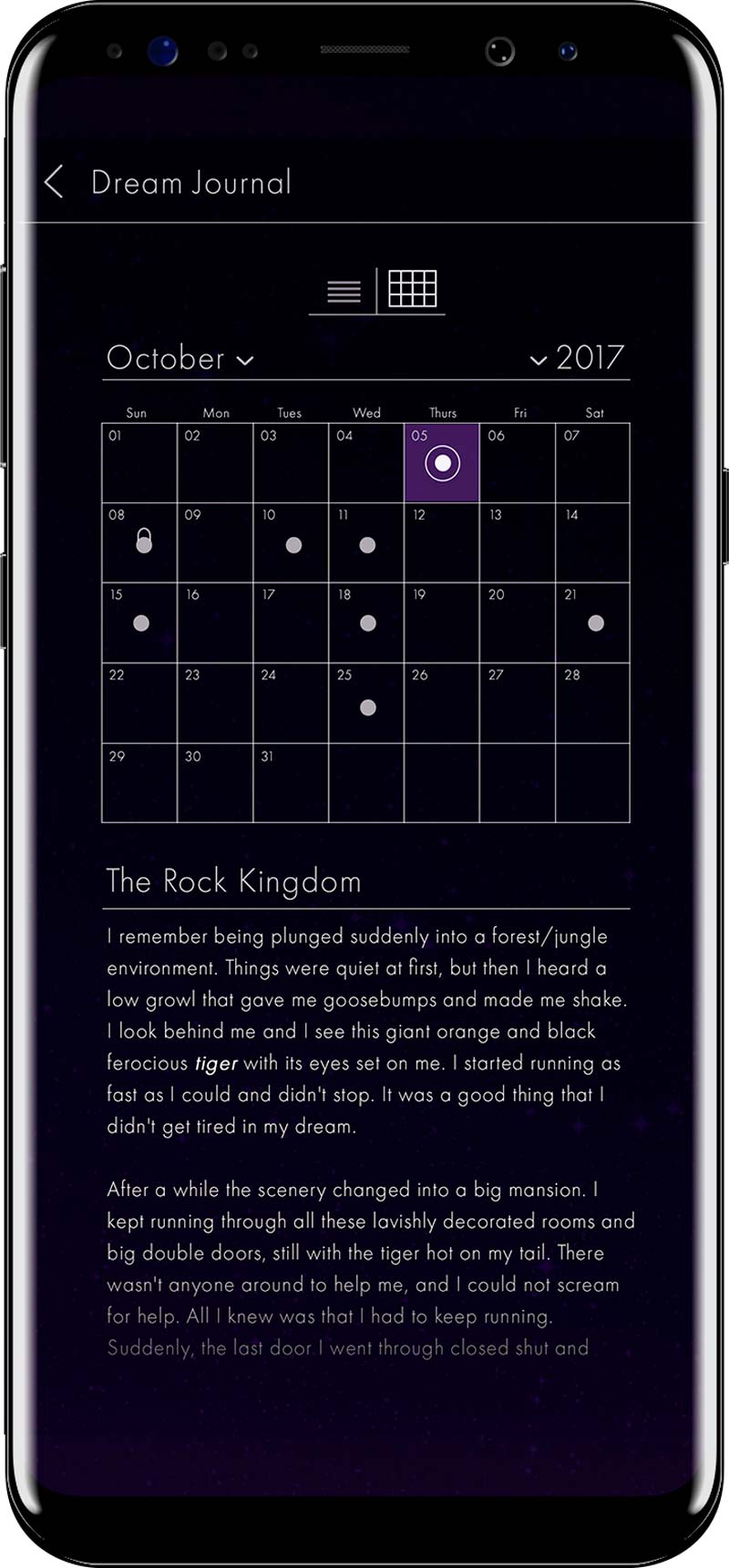 Phone Displaying Alternate Journal Screen 