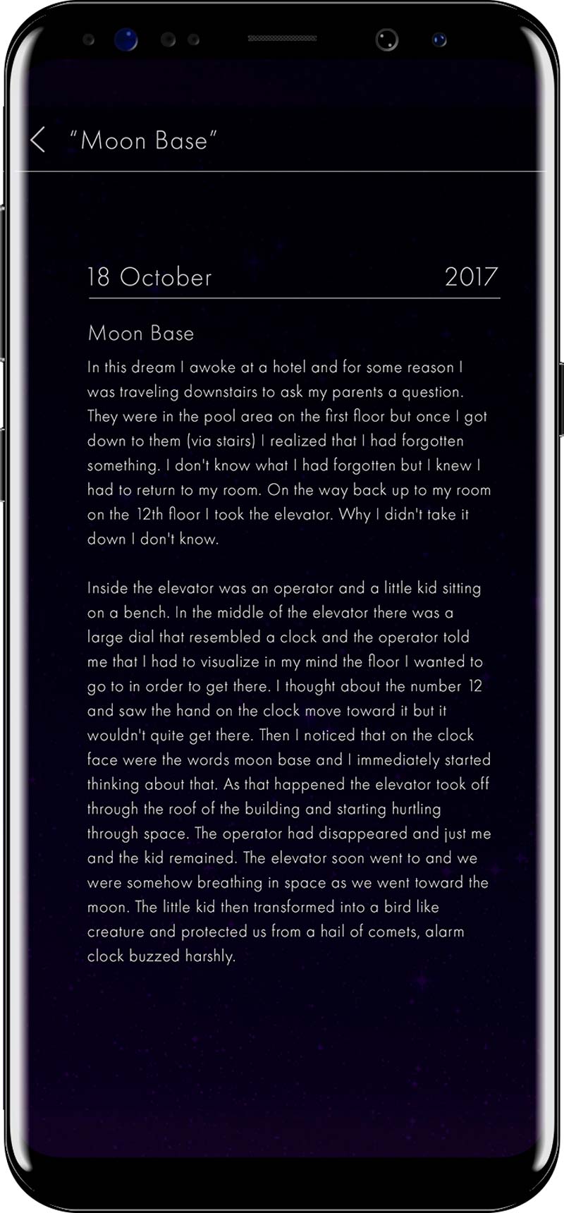 Phone Displaying Journal Entry Screen