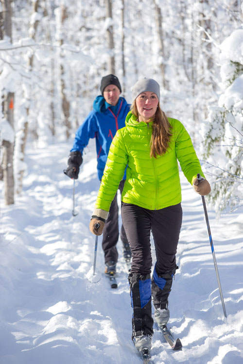 Woman cross country skiing